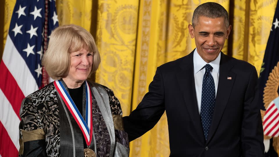 Mary-Claire King of the University of Washington School of Medicine appears with President Barack Obama after receiving the National Medal of Science in a White House ceremony in May 2016. - Drew Angerer/Getty Images/File