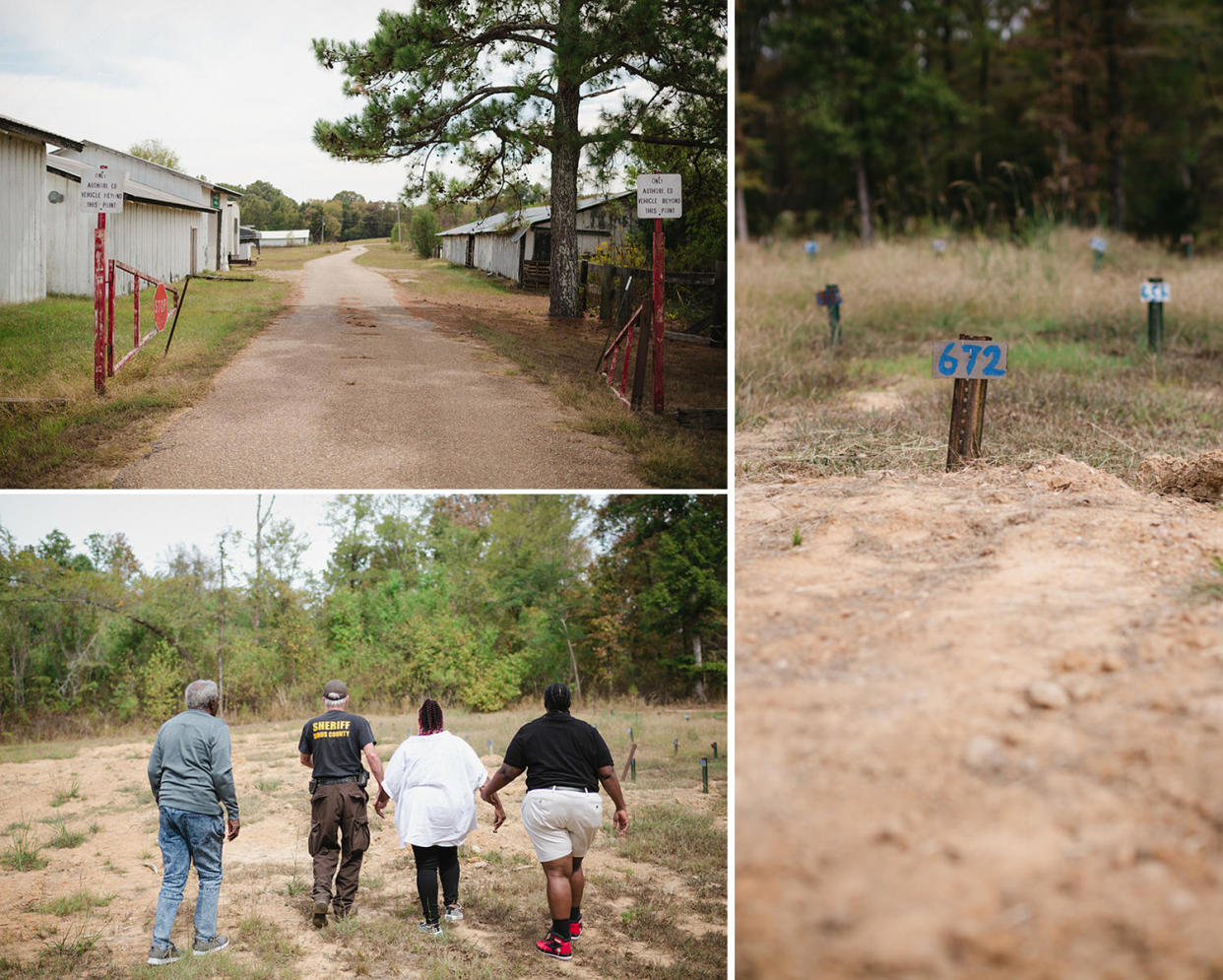 Image: Bettersten Wade arrives to a burial site with numbered markers at the Hinds County Jail penal farm. (Ashleigh Coleman for NBC News)