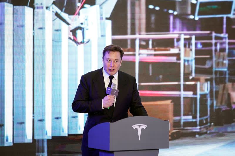 Tesla Inc CEO Elon Musk attends an opening ceremony for Tesla China-made Model Y program in Shanghai