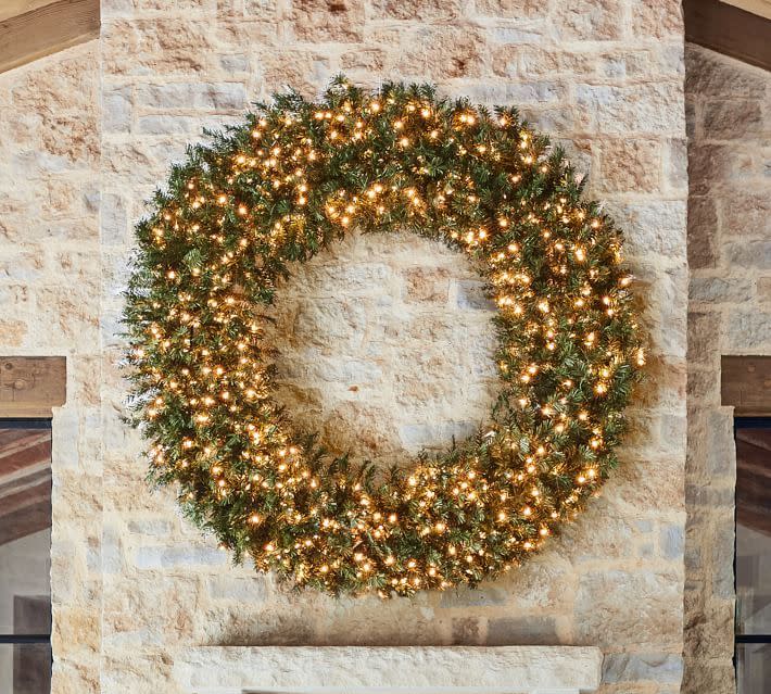 14) 60" Artificial Pre Lit Aspen Spruce Wreath