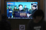 A TV screen shows a report of North Korea's rocket launch with file footage of North Korean leader Kim Jong Un during a news program at the Seoul Railway Station in Seoul, South Korea, Thursday, Aug. 24, 2023. North Korea said Thursday that its second attempt to launch a spy satellite failed but vowed to make a third attempt in October. (AP Photo/Lee Jin-man)