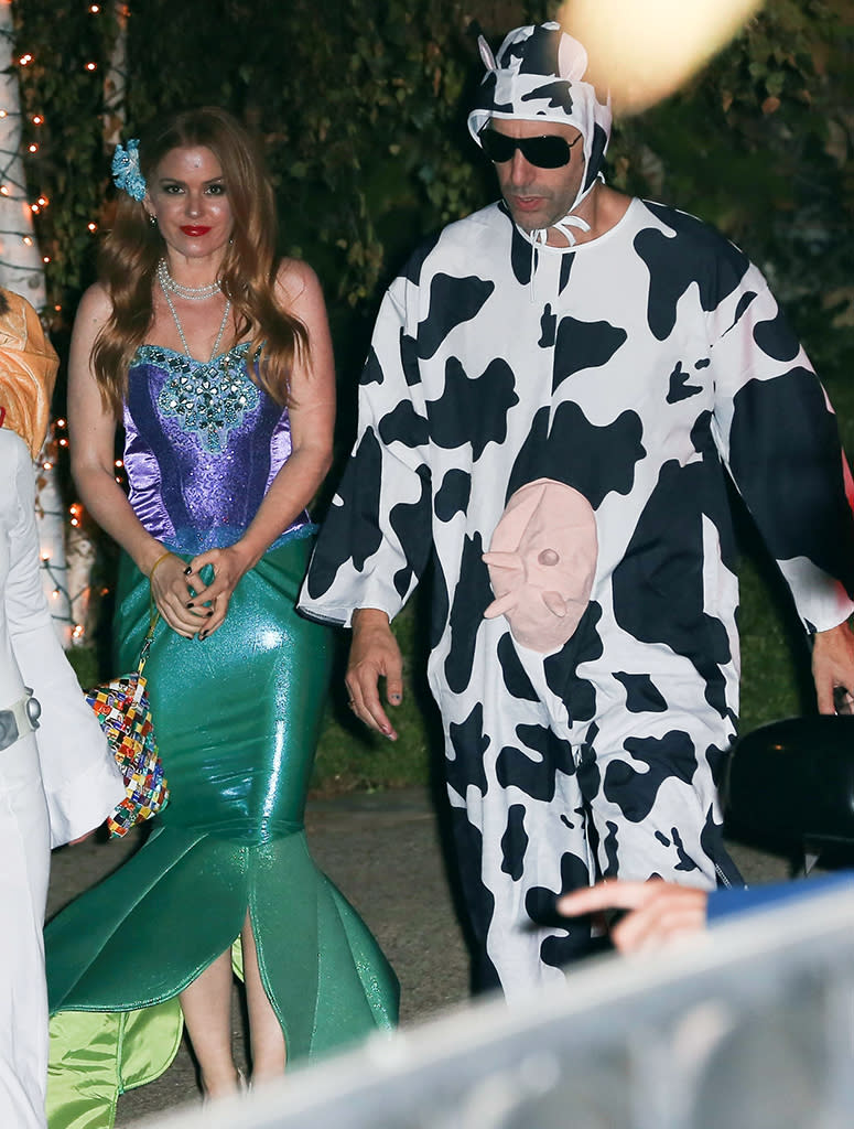 <p>The low-key Hollywood couple made an appearance — dressed as the Little Mermaid and a cow — at Hudson’s get-together. (Photo: AKM-GSI) </p>