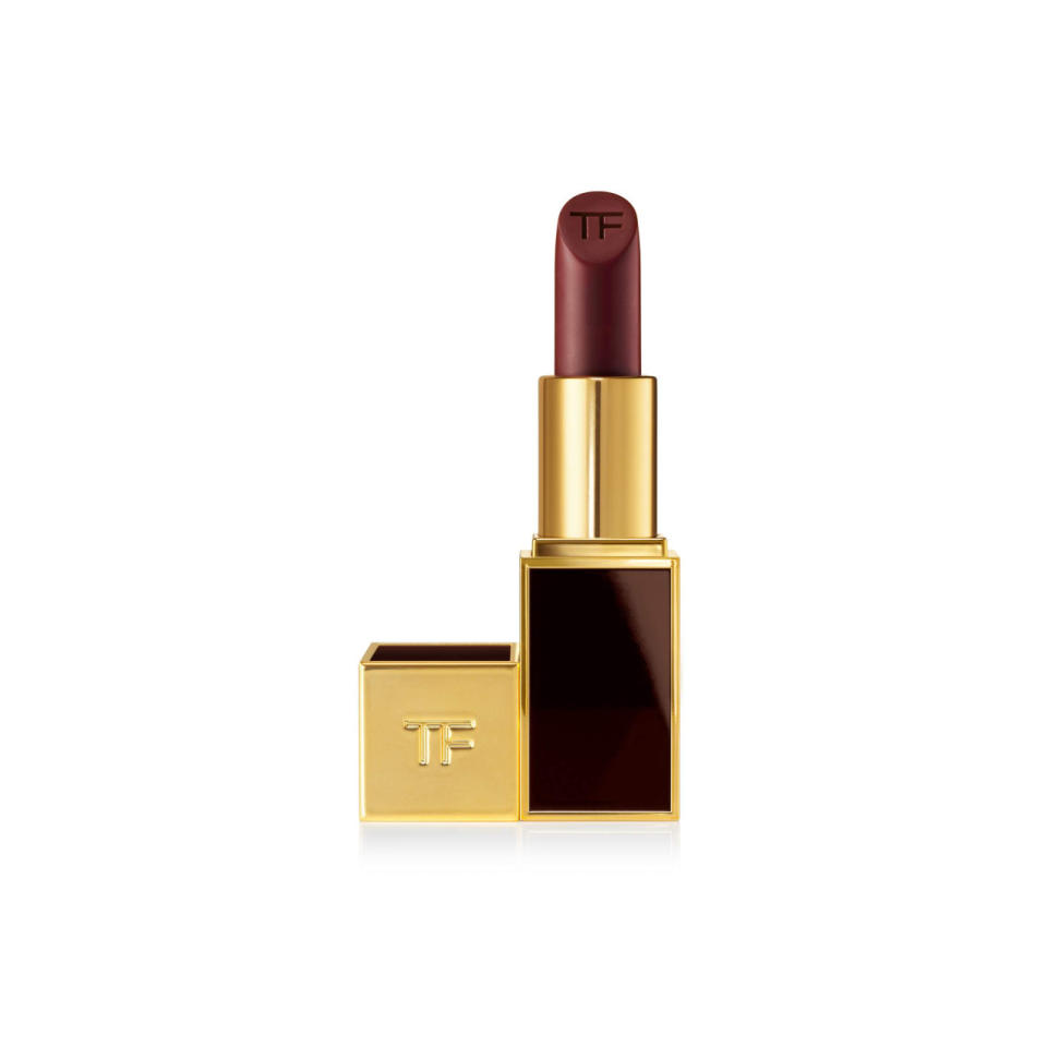 “For a less severe look with a dark lip, use bronzer and a coral blush on the apple of the cheeks.” - Vincent Oquendo Vincent Oquendo’s Pick: Tom Ford Lip Color Matte in Black Dahlia ($50)