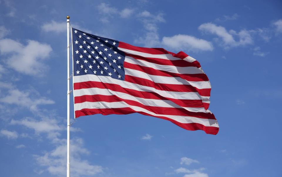 An American Flag flying in the wind