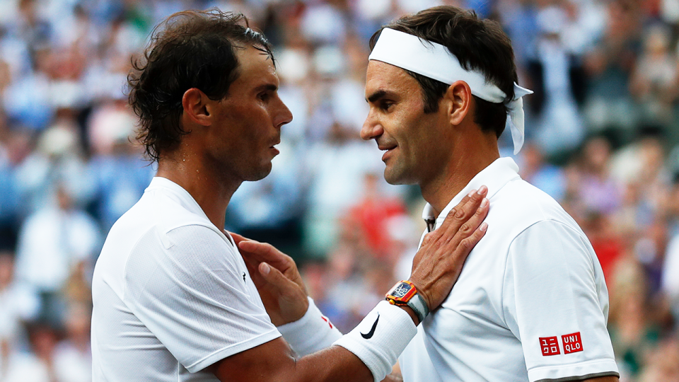 Rafa Nadal (pictured left) congratulates Roger Federer (pictured right) after their Wimbledon match.