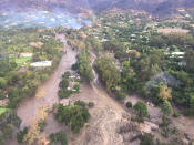 <p>An aerial view from a Ventura County Sheriff helicopter shows a site damaged by mudslide in Montecito, Calif., Jan. 9, 2018. (Photo: Ventura County Sheriff’s Office/via Reuters) </p>