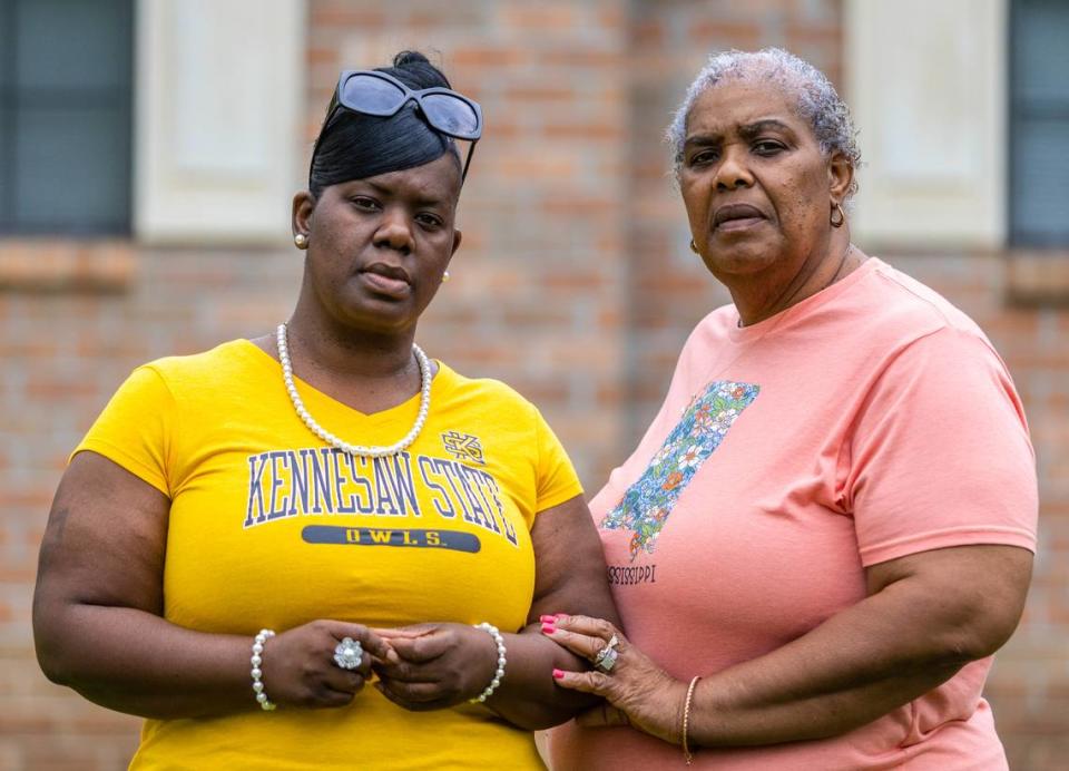 Cassandra McNeese, left, and her mother, Yvonne A. McNeese, in Shuqualak, Mississippi. Cassandra’s brother, Willie McNeese, has been held in jail during civil commitment proceedings at least eight times since 2008. Cassandra McNeese said Noxubee County officials told her jail was the only place they had for him to wait. “This is who you trust to take care of things,” she said. “That’s all you have to rely on.” Eric J. Shelton/Mississippi Today