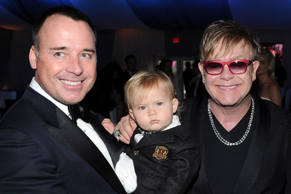David Furnish, son Zachary, and Sir Elton John (Larry Busacca / Getty Images)