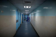 <p>A worker stands in a corridor at Shifa hospital, Gaza’s largest public medical facility, in Gaza City, March 29, 2017. (Photo: Mohammed Salem/Reuters) </p>