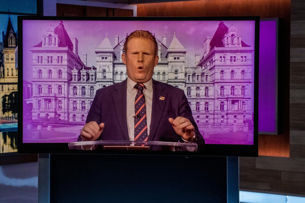 Andrew Giuliani, son of former New York City Mayor Rudy Giuliani, during New York's Republican gubernatorial debate at the studios of Spectrum News NY1 on Monday.