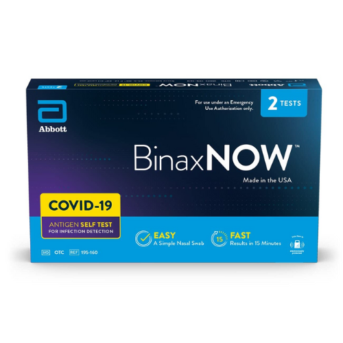 BinaxNOW COVID-19 Antigen Self Test against white background