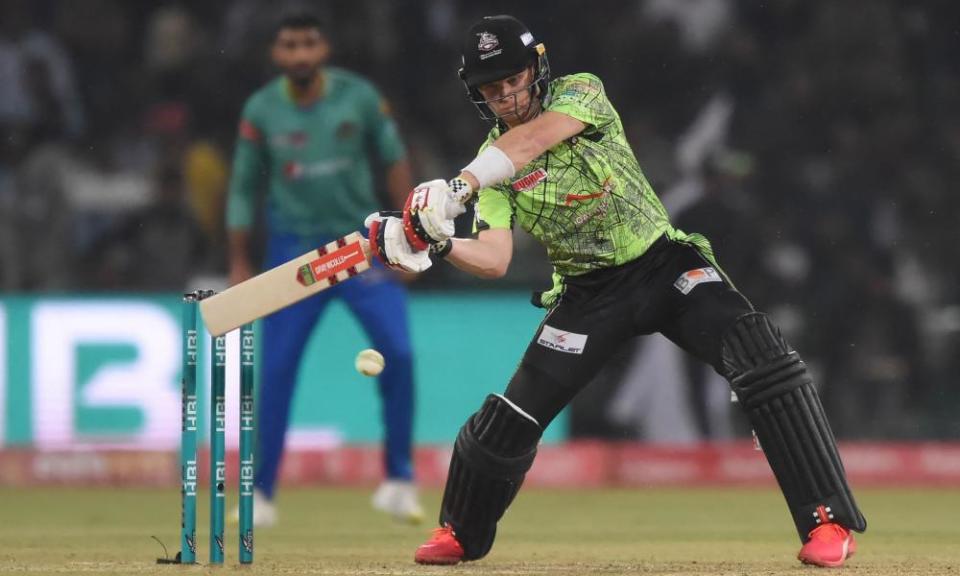 Sam Billings plays a shot in the Pakistan Super League