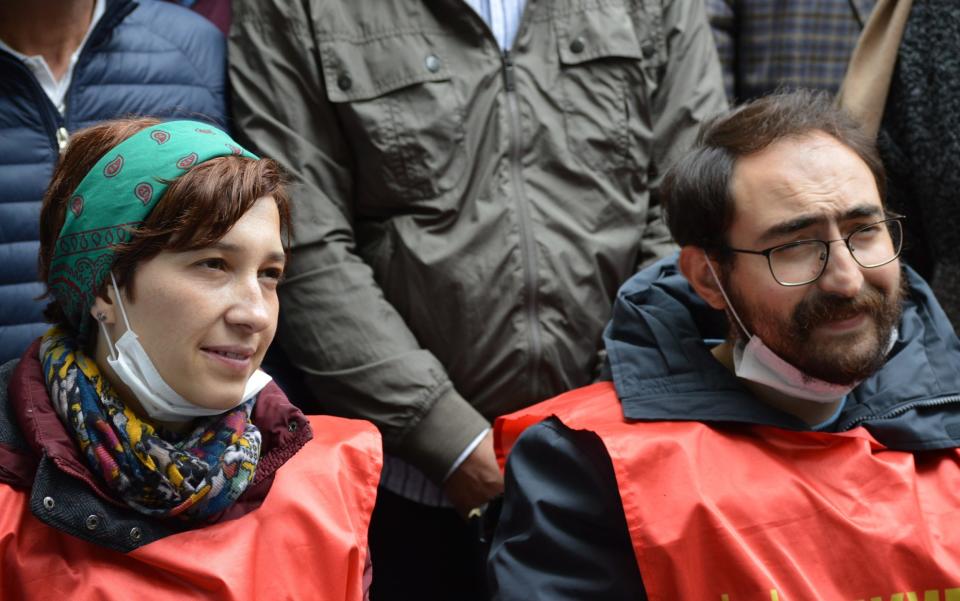 Nuriye Gulmen (L) and Semih Ozakca both lost their jobs in a purge that followed last year's coup attempt - Barcroft Media