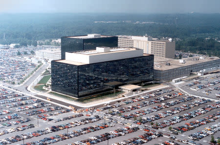 FILE PHOTO: An undated aerial handout photo shows the National Security Agency (NSA) headquarters building in Fort Meade, Maryland, U.S. NSA/Handout via REUTERS