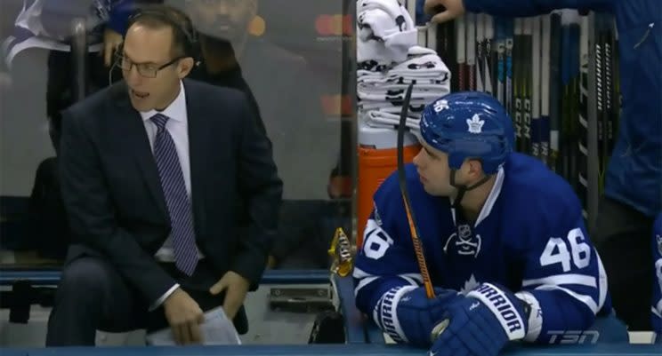 Roman Polak stares down Ray Ferraro. (TSN/Video)