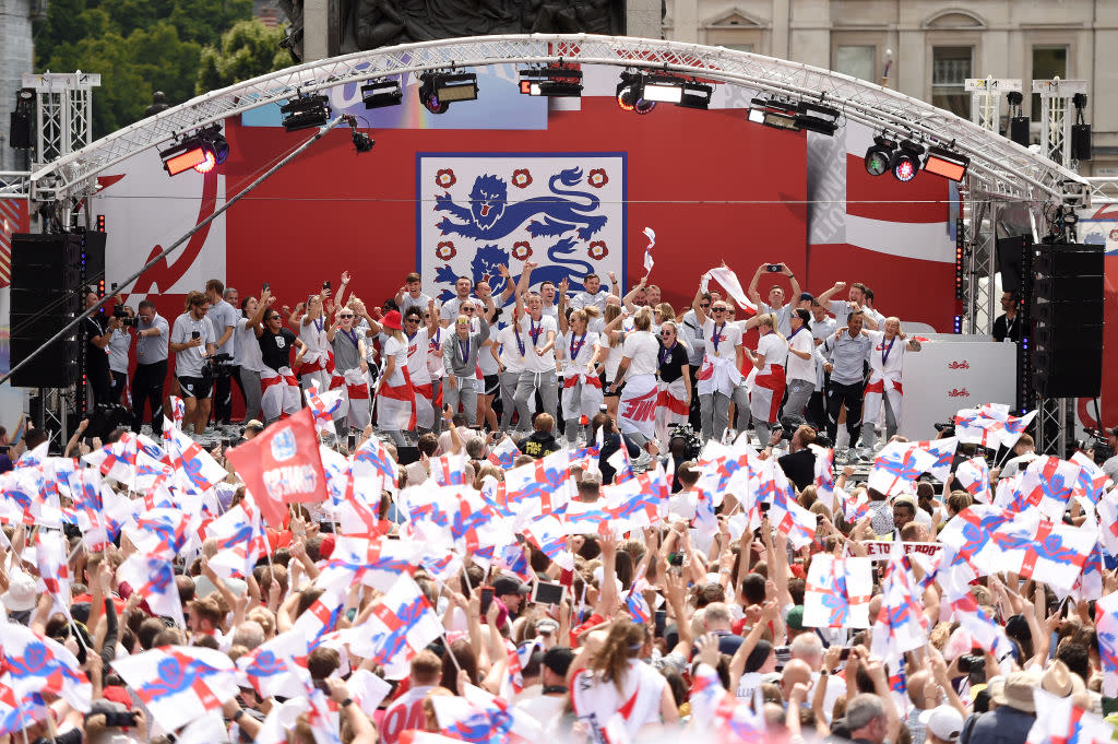 The victory parade to celebrate the lionesses winning Euro 2022. (Getty Images)