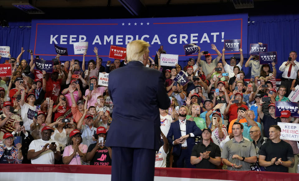 U.S. President Donald Trump holds a campaign rally in Fayetteville, North Carolina, U.S., September 9, 2019.&nbsp; (Photo: Kevin Lamarque/Reuters)