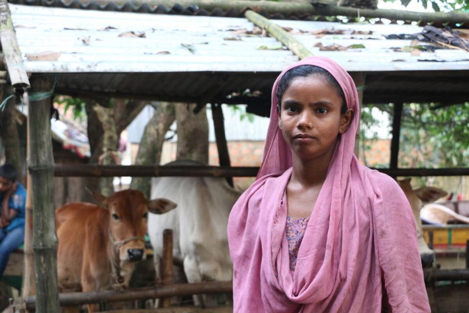 Shabana, 26, in northeastern Bangladesh: “Before the flood, I was living a good life with my husband and two sons and one daughter. We were self-reliant.” (Partha Banik/Action Aid UK)