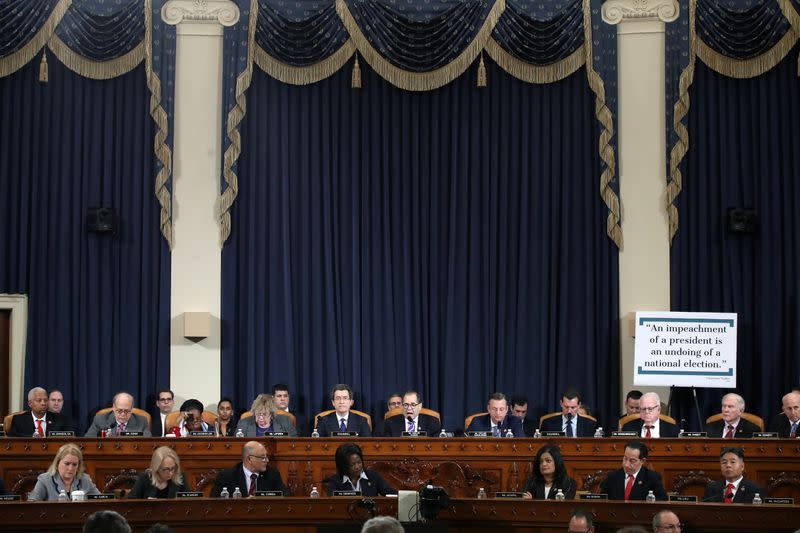 Members of the House Judiciary Committee prepare to question constitutional scholars during a House Judiciary Committee hearing on the impeachment Inquiry into U.S. President Donald Trump on Capitol Hill