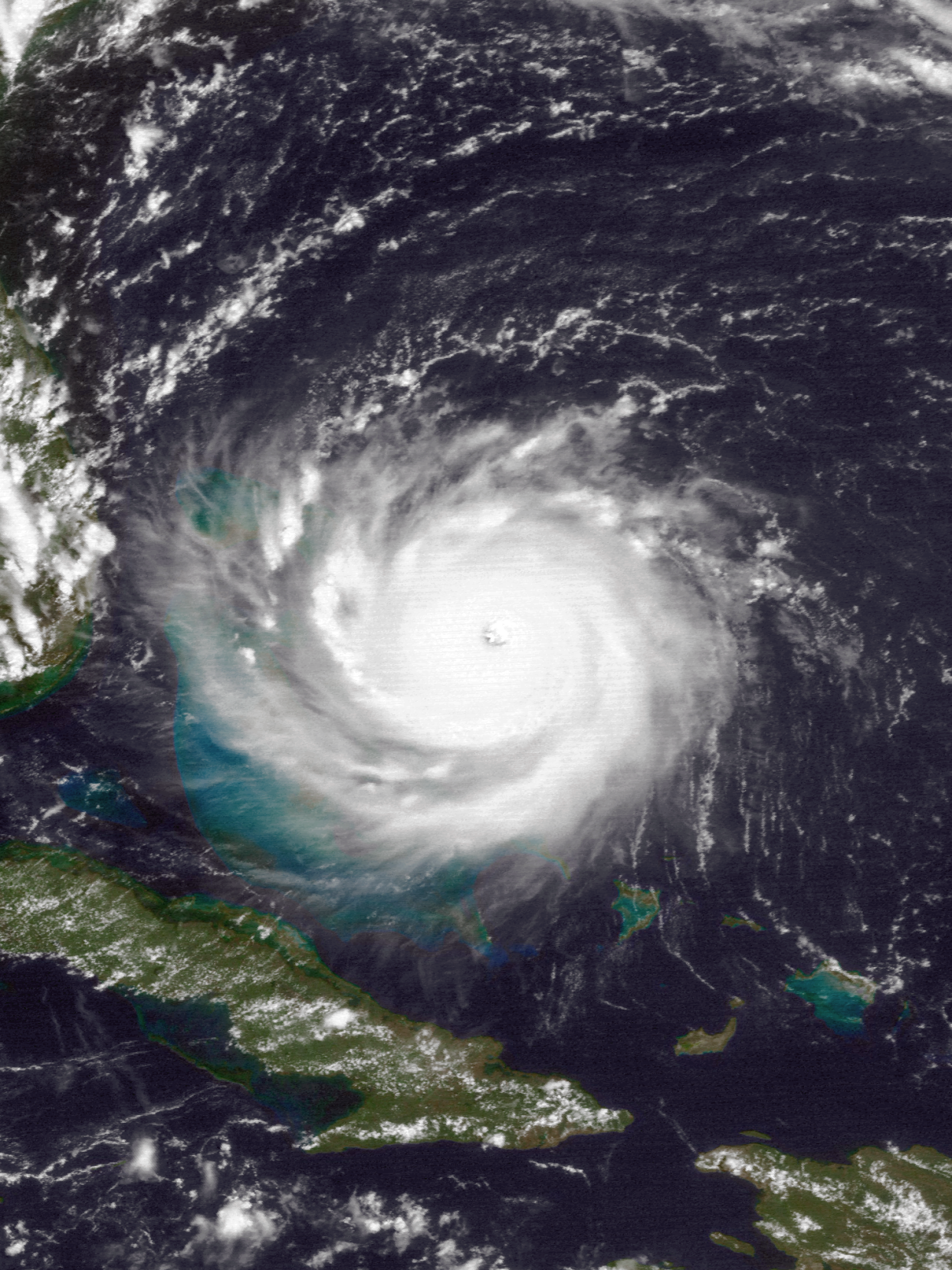 Hurricane Andrew at peak intensity as a category five hurricane on August 23, 1992