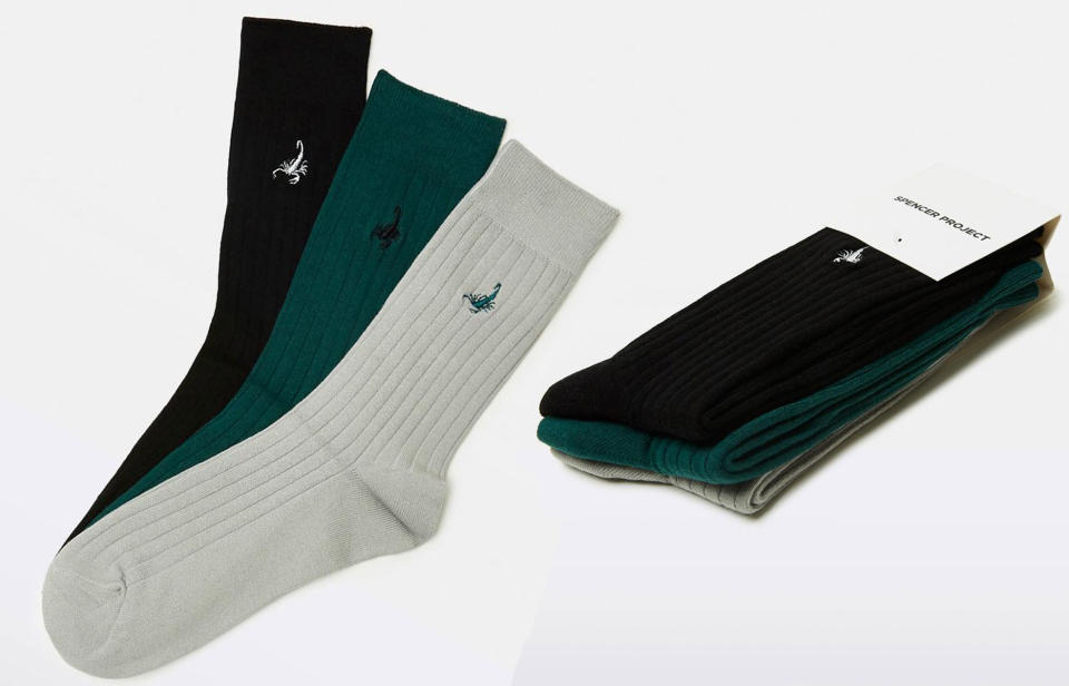 <p>Have a man that’s hard to buy for? Socks are always a good bet and if they’re not keen on something funky then this is a pretty neutral set of 3. *Other colours are available. Source: <a rel="nofollow noopener" href="https://www.generalpants.com/au/shop-mens/spencer-project/socks/scorpion-socks-3-pack-green-17205100022" target="_blank" data-ylk="slk:General Pants;elm:context_link;itc:0;sec:content-canvas" class="link ">General Pants</a> </p>