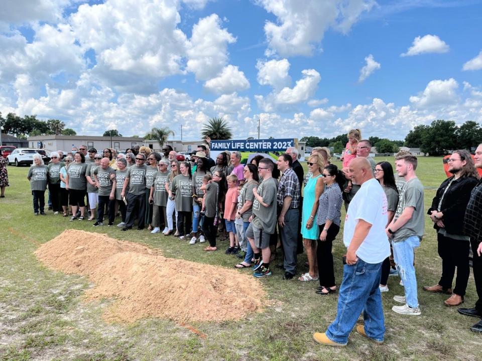 Crossroads Church members gathered on May 15 for a ceremony at the site of their future Family Life Center in southwest Ocala.