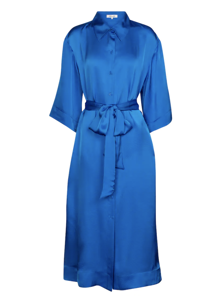  Diane Von Furstenburg Satin midi shirt dress, $461