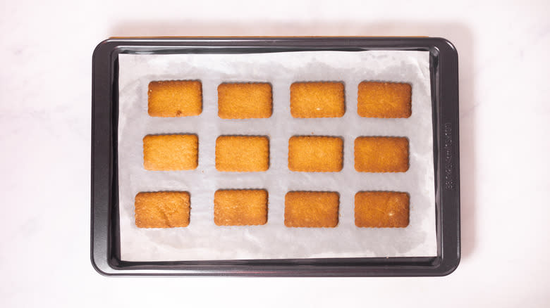 baked cookies on parchment lined baking sheet