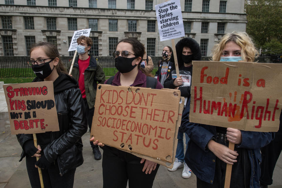 Protestors Demonstrate Against Government Decision Not To Extend Free School Meals To Holidays