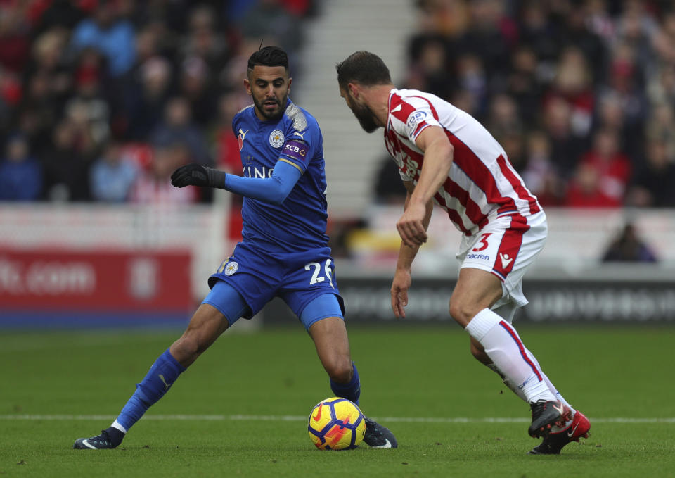 Leicester City’s Riyad Mahrez, left, had six shots against Stoke in Gameweek 11, the highest of any player.