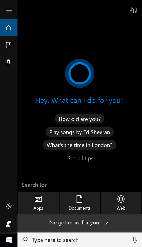 Cortana is ready to help.