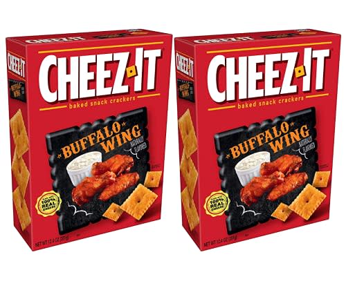 Baked Snack Crackers, Cheez It Buffalo Wing Flavor Made with Real Cheese and Buffalo Seasoning Baked Into Every Cracker, Delicious Snack for Kids and Adults at Home or On the Go for 2 Packs of 12.4 Oz