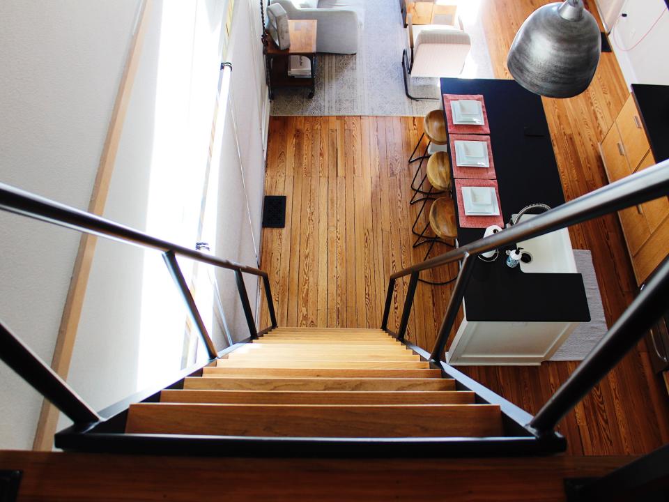 fixer upper shotgun house stairs