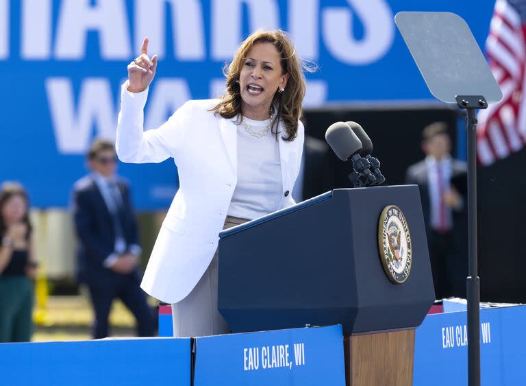 Kamala Harris durante un evento de campaña 