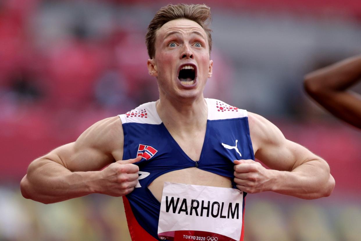 Karsten Warholm celebrates incredible run (Reuters)