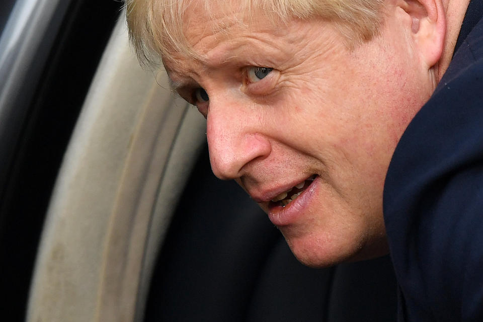 Britain's Prime Minister Boris Johnson arrives at the Manchester Central convention complex to attend the second day of the annual Conservative Party conference at the  in Manchester, north-west England on September 30, 2019. - British Prime Minister Boris Johnson's office has denied allegations he made unwanted sexual advances towards two women 20 years ago. Journalist Charlotte Edwardes wrote in a column for The Sunday Times that Johnson put his hand on her thigh at a dinner party thrown by the magazine he was editing at the time. (Photo by Paul ELLIS / AFP)        (Photo credit should read PAUL ELLIS/AFP/Getty Images)