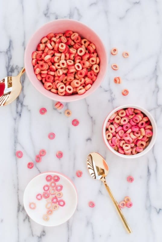 <p>The Proper Blog</p><p>Get the little ones in on the Valentine's Day fun!</p><p><strong>Get the recipe: <a href="http://theproperblog.com/diy/diypinkredcheerios/" rel="nofollow noopener" target="_blank" data-ylk="slk:DIY Pink and Red Cheerios;elm:context_link;itc:0;sec:content-canvas" class="link ">DIY Pink and Red Cheerios</a></strong></p>