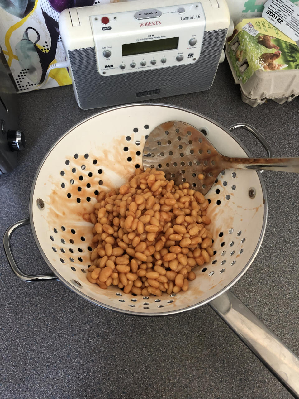 The baked beans were drained from the sauce before being mashed into shape (Dylan Hartigan/Tom Snell/PA)