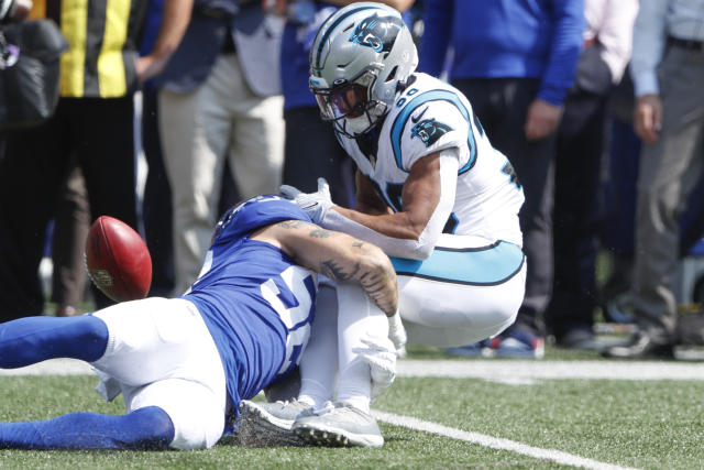 New York Giants linebacker Tomon Fox (49) defends against the Carolina  Panthers during an NFL football game Sunday, Sept. 18, 2022, in East  Rutherford, N.J. (AP Photo/Adam Hunger Stock Photo - Alamy