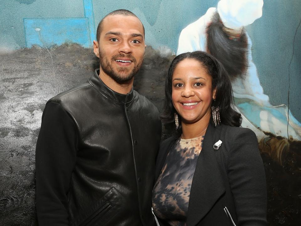Jesse Williams and Aryn Drakelee-Williams attend the Art Los Angeles Contemporary Reception at the home of Gail and Stanley Hollander on January 23, 2013 in Los Angeles, California