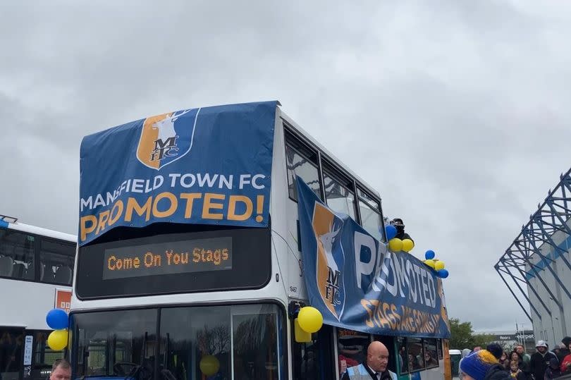 Pictured is Mansfield Town's open-top bus