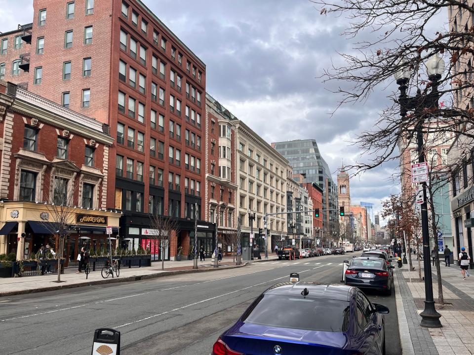 Buildings and cars on Boylston Street in Boston