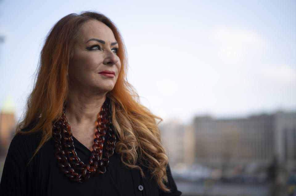 Sabine Thonke poses for a photo in Berlin, Germany, Thursday, March 5, 2024. When Thonke joined a recent demonstration in Berlin against Germany's far-right party, it was the first time in years she felt hopeful that the growing power of the extremists in her country could be stopped. (AP Photo/Markus Schreiber)