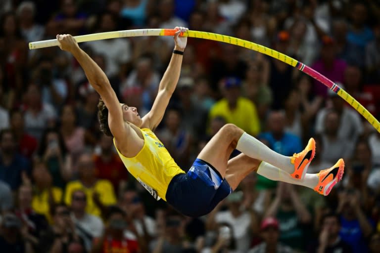 Le perchiste suédois Armand Duplantis lors des championnats du monde d'athlétisme, le 26 août 2023 à Budapest (Ben Stansall)