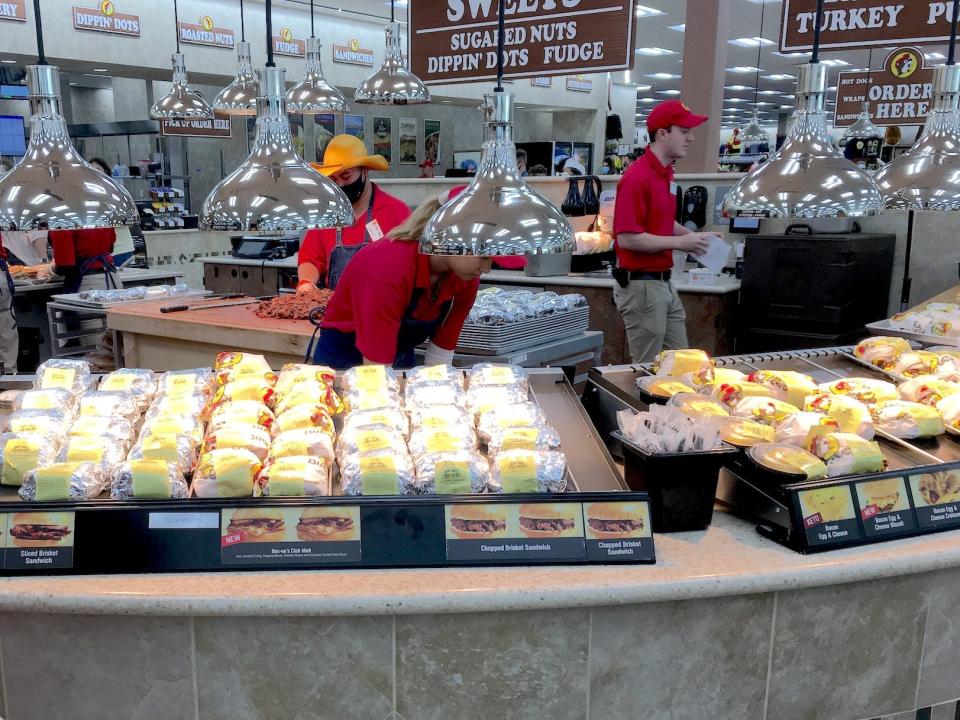 A food counter at Buc-ee's in Florida.