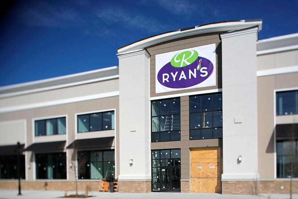 Work progresses on Ryan's Family Amusements, a two-story, 30,000-square-foot entertainment complex at Hanover Crossing, site of the old Hanover Mall. Monday, March 6, 2023.