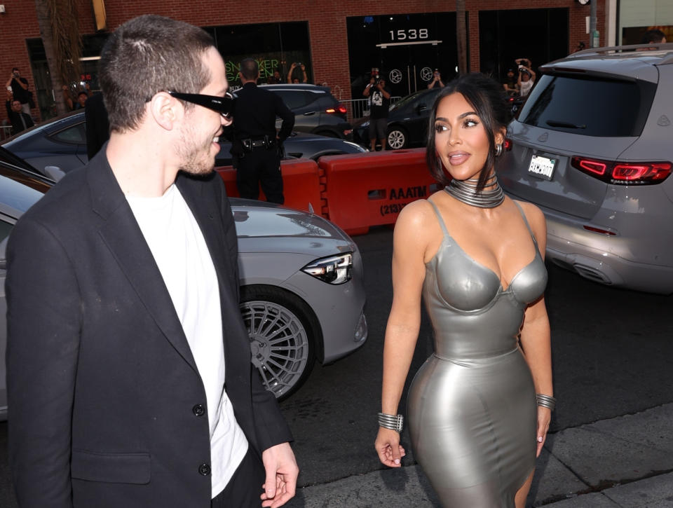 Pete Davidson and Kim Kardashian attend their first event together. (Photo: Backgrid)