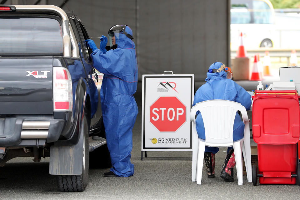 A file image of a coronavirus testing clinic. Newmarch House has confirmed 63 infections and 14 deaths.