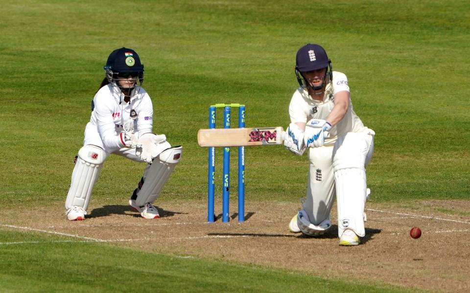  England's Heather Knight in action during day one of the Women's International Test match at the Bristol County Ground. Picture date: Wednesday June 16, 2021. PA Photo. See PA story CRICKET England Women. Photo credit should read: Zac Goodwin/PA Wire. RESTRICTIONS: Editorial use only. No commercial use without prior written consent of the ECB. Still image use only. No moving images to emulate broadcast. No removing or obscuring of sponsor logos - PA