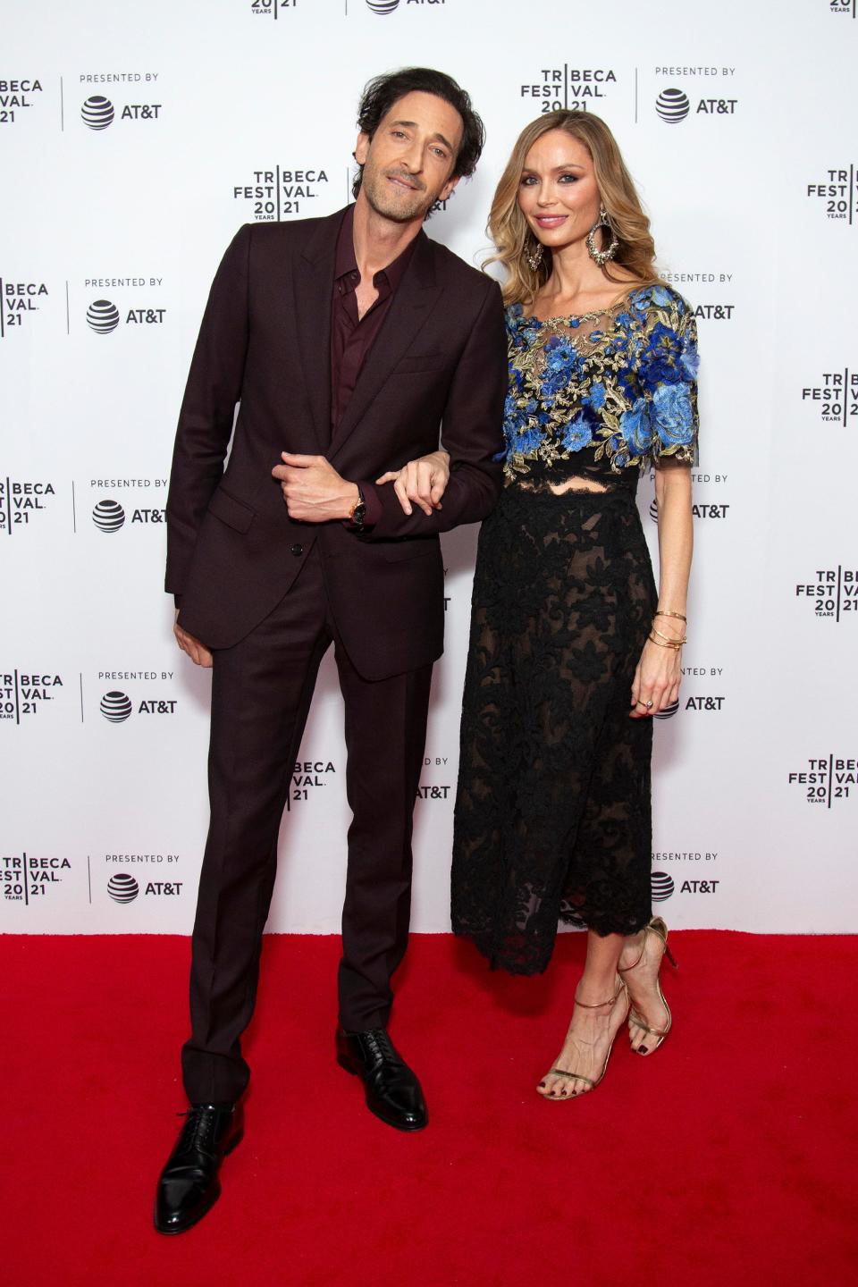 Adrien Brody and Georgina Chapman made their red carpet couple debut at the Tribeca Film Festival Saturday.